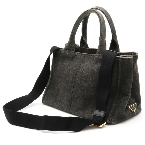 Prada Denim Nero Tote Canapa Bag Black - Picture 1 of 9